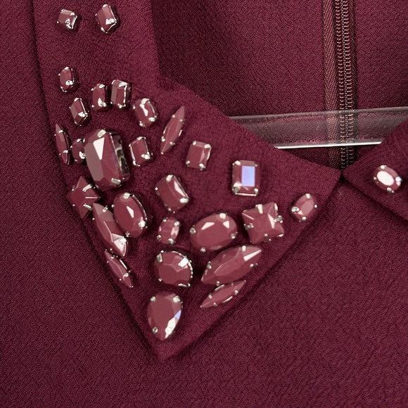 Trina Turk size 14 jumpsuit burgundy sequin collar wide leg sleeveless NEW - Picture 8 of 16